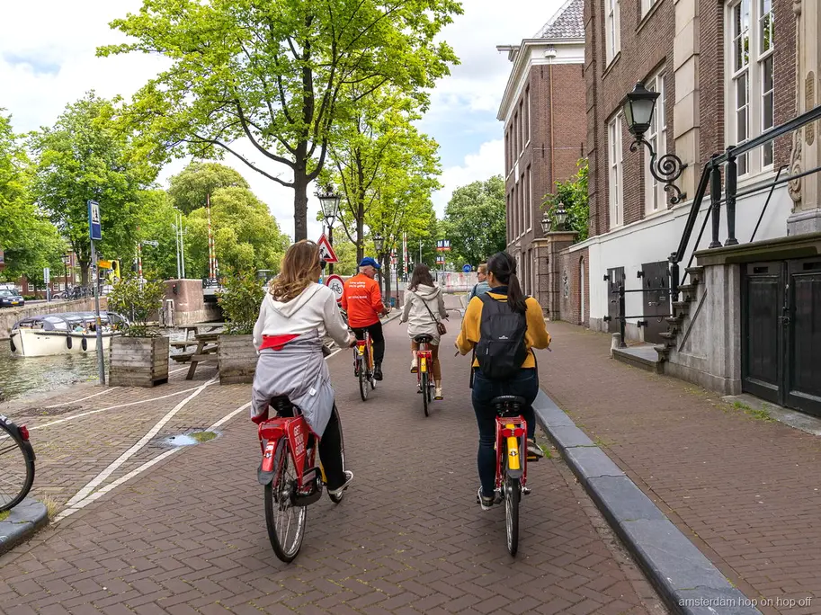 Red Amsterbikes used on the Big Bike Tour Amsterdam