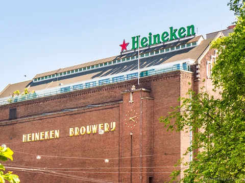 Uitzicht vanaf de rooftop bar bij de Heineken Experience Amsterdam
