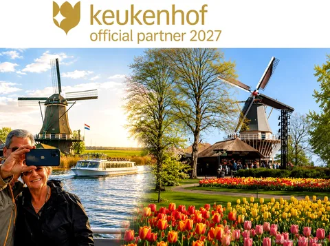 Tulip fields at Keukenhof gardens near Amsterdam